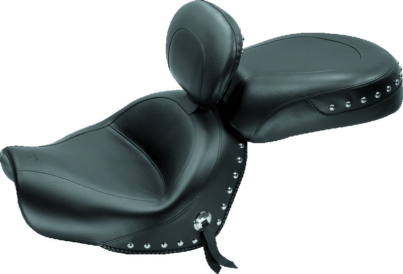 Mustang 09-17 Yamaha V-Star 950, 950 Tourer Std Touring 2PC Seat w/Driver Backrest Studs - Black
