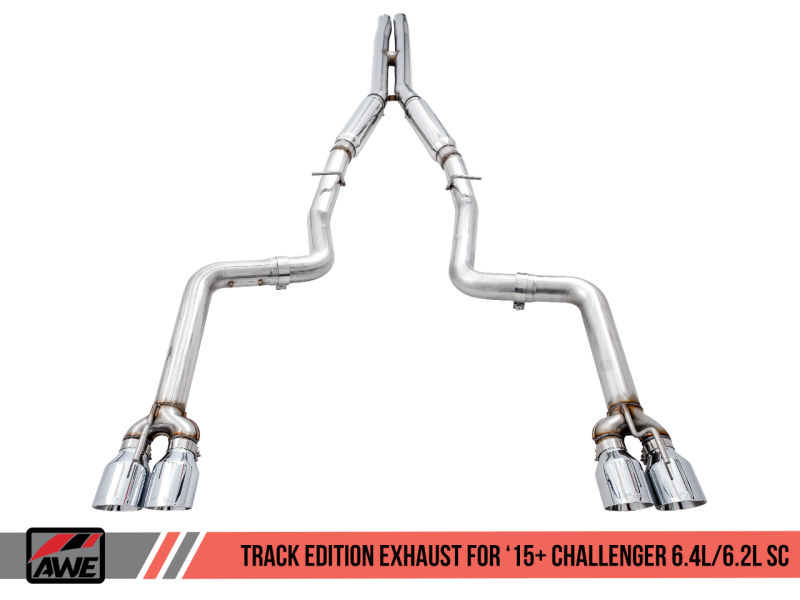 AWE Tuning 2015+ Dodge Challenger 6.4L/6.2L SC Track Edition Exhaust - Quad Chrome Silver Tips thumbnail 7