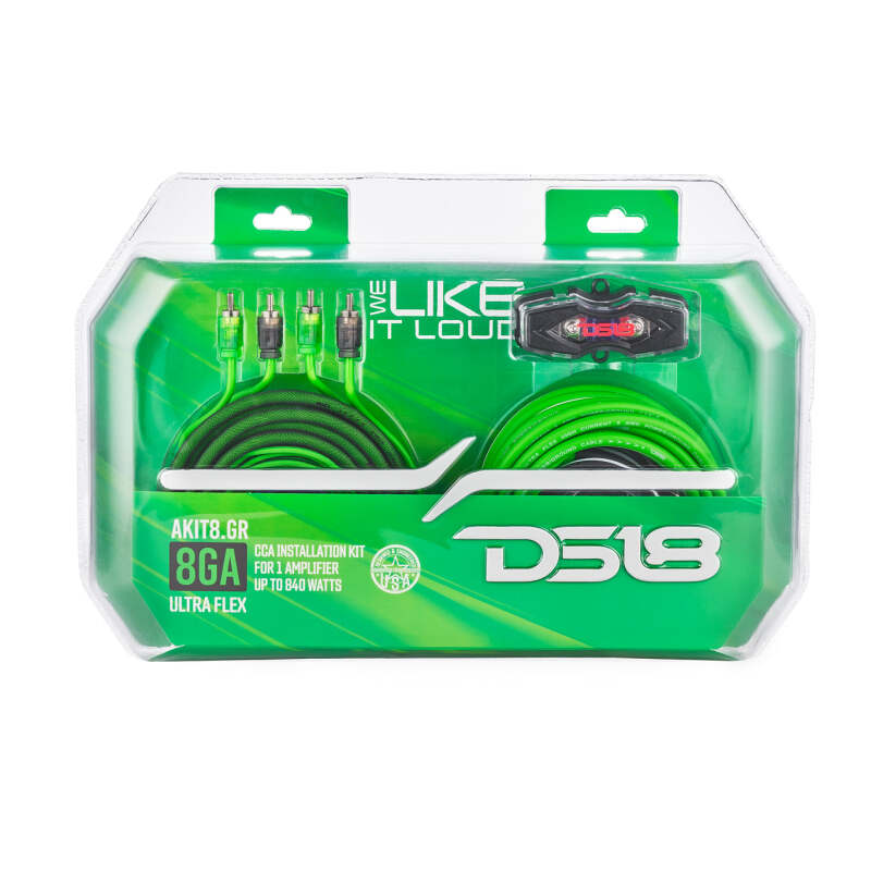 DS18 8-GA Amplifier Install Kit Advance- Green