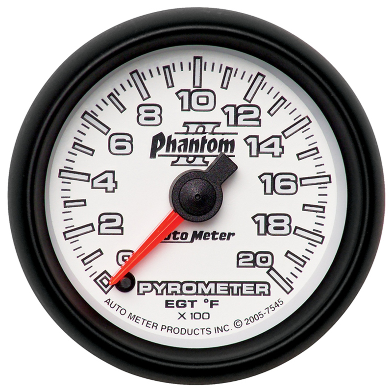 Autometer Phantom II 52.4mm Full Sweep Electronic 0-2000 Def F EGT/Pyrometer Gauge thumbnail 5