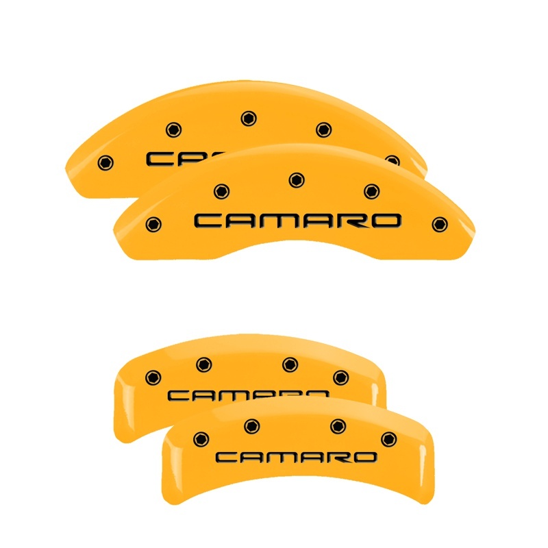 MGP 4 Caliper Covers Engraved Front & Rear With stripes/Challenger Red finish silver ch thumbnail 3