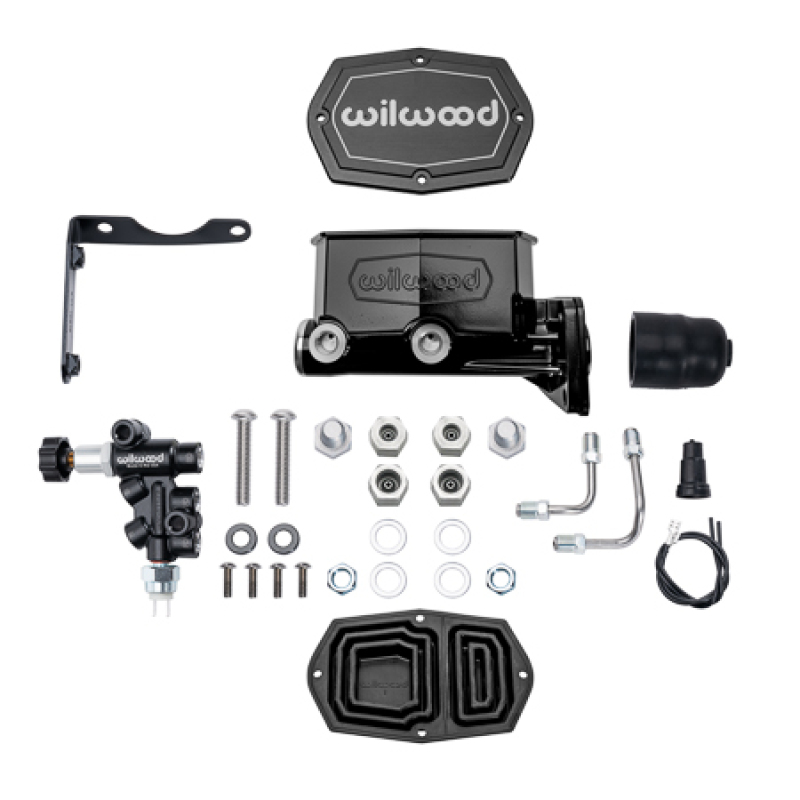 Wilwood MOPAR Compact Tandem M/C Kit w/ P-Valve 1.12in Bore - Black