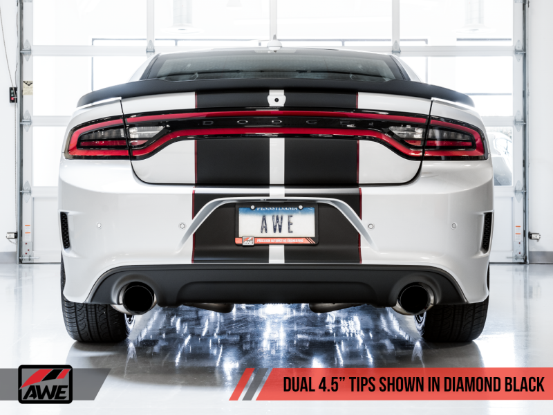 AWE Tuning 2017+ Dodge Charger 5.7L Touring Edition Exhaust - Non-Resonated - Diamond Black Tips thumbnail 5