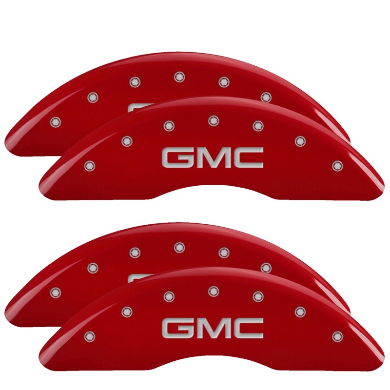 MGP 4 Caliper Covers Engraved Front & Rear Style 1/Chrysler Wing Red finish silver ch thumbnail 4
