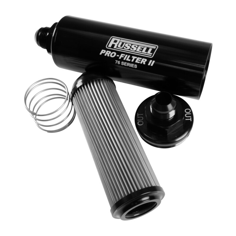 76 Series Pro-filter 2 10AN Male In/Out, 100 Micron Element With Black Finish