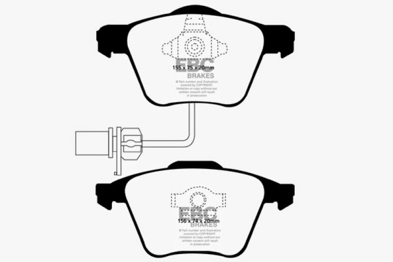 EBC 05-08 Audi A4 2.0 Turbo Yellowstuff Front Brake Pads thumbnail 6