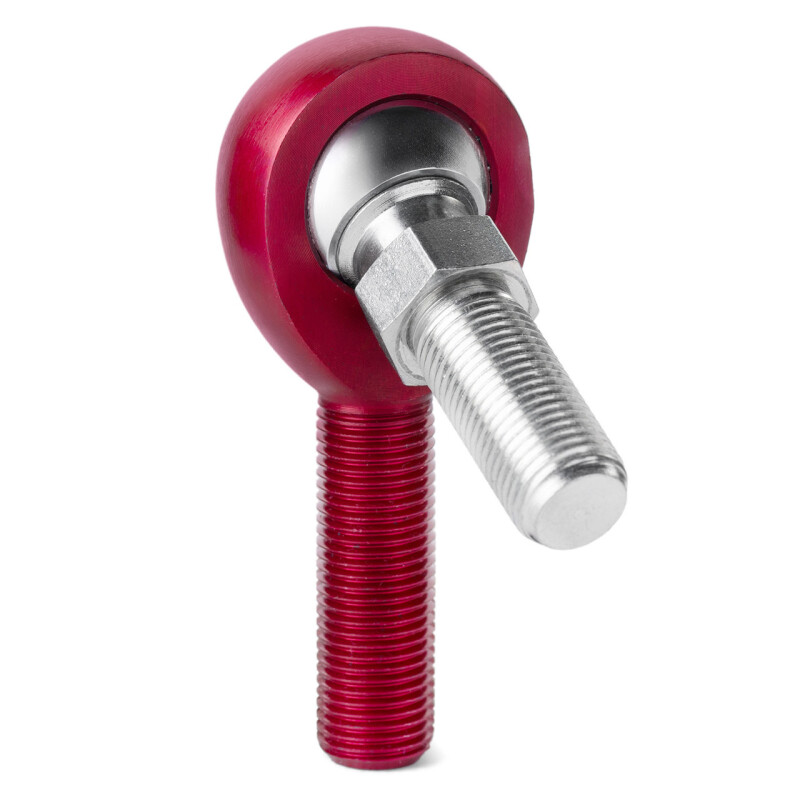 QA1 A Series Endura Rod End - Male/Left Hand - .375in Bore x 3/8-24 w/Stud - Red Aluminum