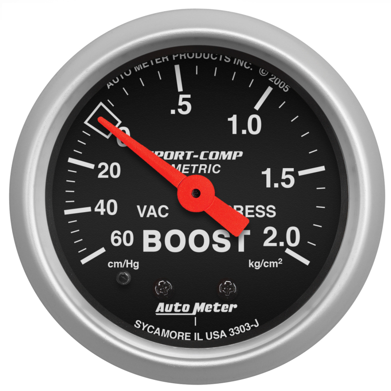 Autometer Sport-Comp 52mm 60 cm/Hg-2.0 Kg/Cm2 Mechanical Boost Gauge thumbnail 4
