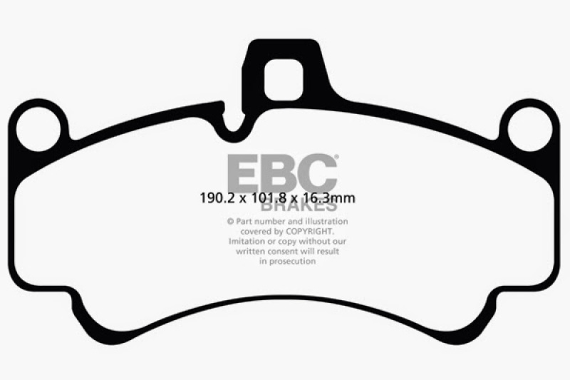 EBC 01-03 Porsche 911 (996) (Cast Iron Rotor only) 3.6 Twin Turbo GT2 Redstuff Front Brake Pads thumbnail 5