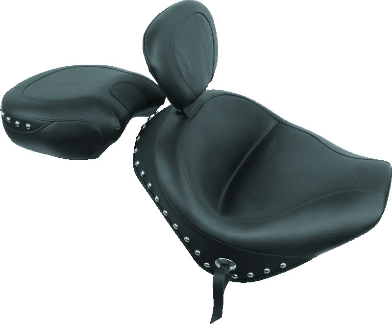 Mustang 02-09 Honda VTX1300 Retro, S ,T Wide Touring 2PC Seat w/Driver Backrest Studs - Black