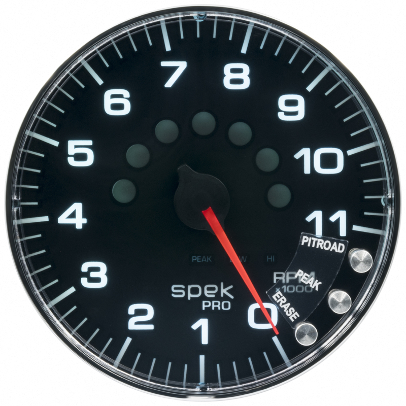 Autometer Spek-Pro Gauge Tachometer 5in 11K Rpm W/Shift Light & Peak Mem Black/Chrome thumbnail 6