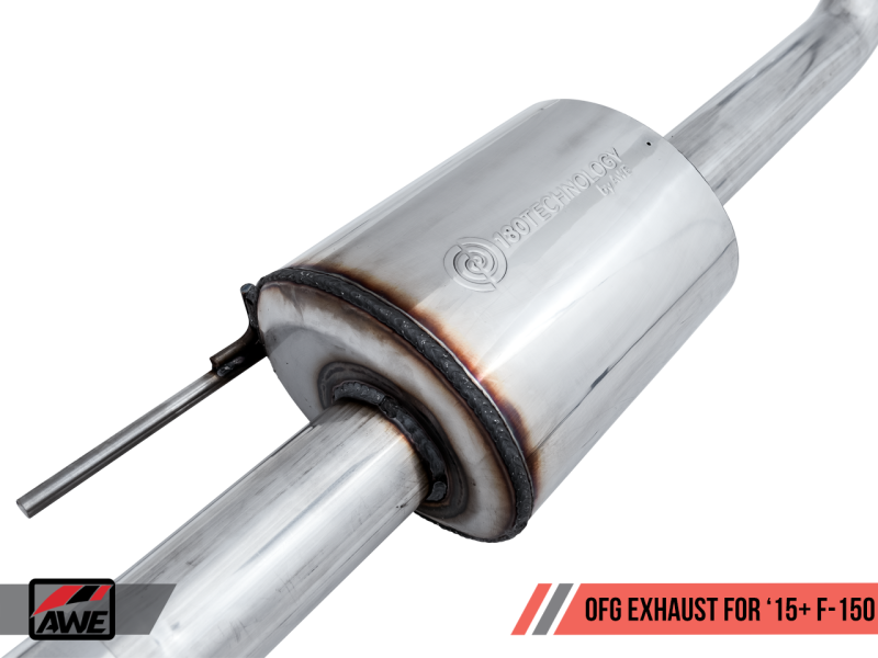 AWE Tuning 2015+ Ford F-150 0FG Single Exit Performance Exhaust System w/4.5in Diamond Black Tips thumbnail 6