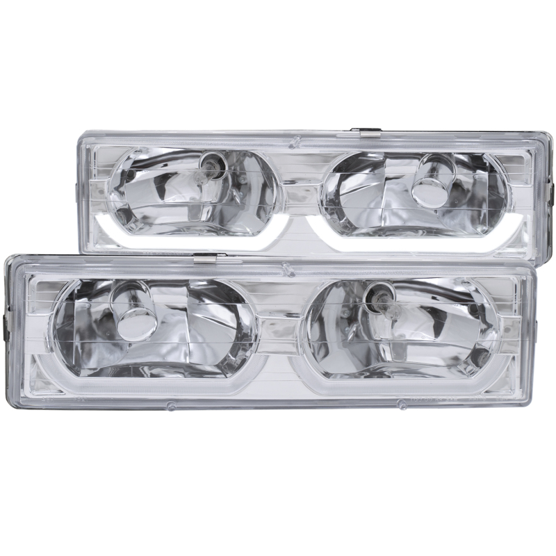 ANZO 1988-1998 Chevrolet C1500 Crystal Headlights Chrome w/ Low - Brow thumbnail 5