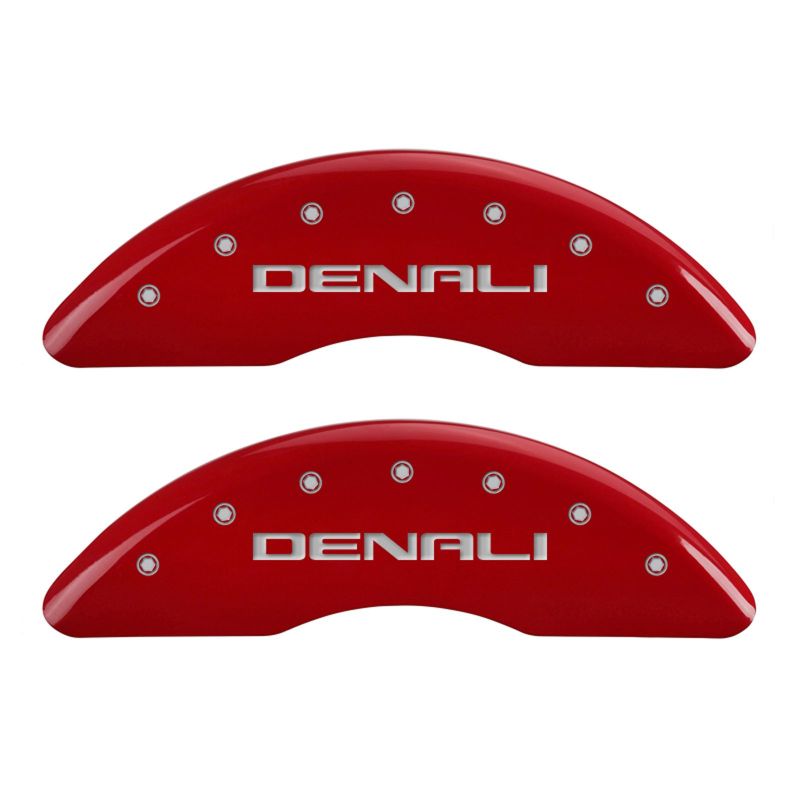 MGP 4 Caliper Covers Engraved Front & Rear Denali Red finish silver ch thumbnail 3