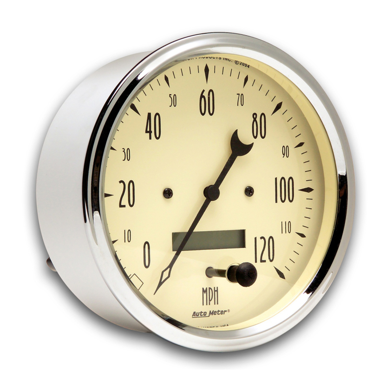 AutoMeter Gauge Speedometer 5in. 120MPH Elec. Prog. W/ Lcd Odo Antique Beige thumbnail 4