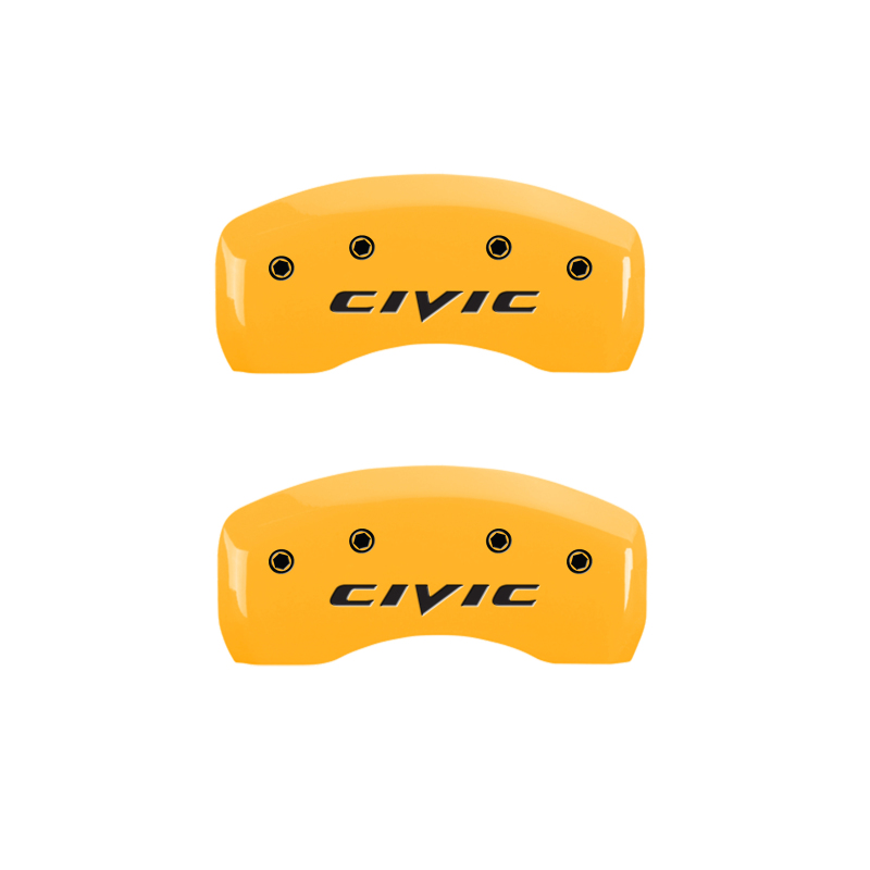 MGP 4 Caliper Covers Engraved Front & Rear MGP Yellow Finish Black Char 2007 Honda Civic thumbnail 7