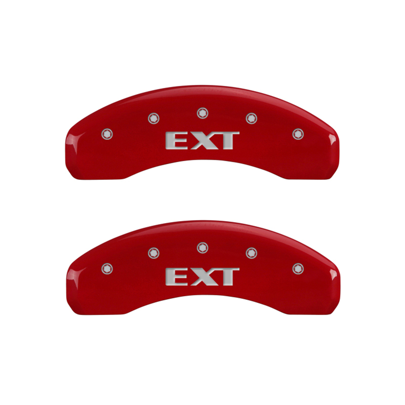MGP 4 Caliper Covers Engraved Front Escalade Engraved Rear EXT Red finish silver ch thumbnail 9