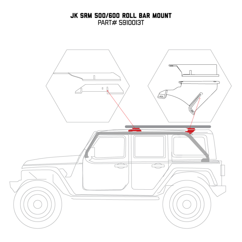 Go Rhino 07-17 Jeep Wrangler 4dr Mounting Kit for SRM Rack thumbnail 6