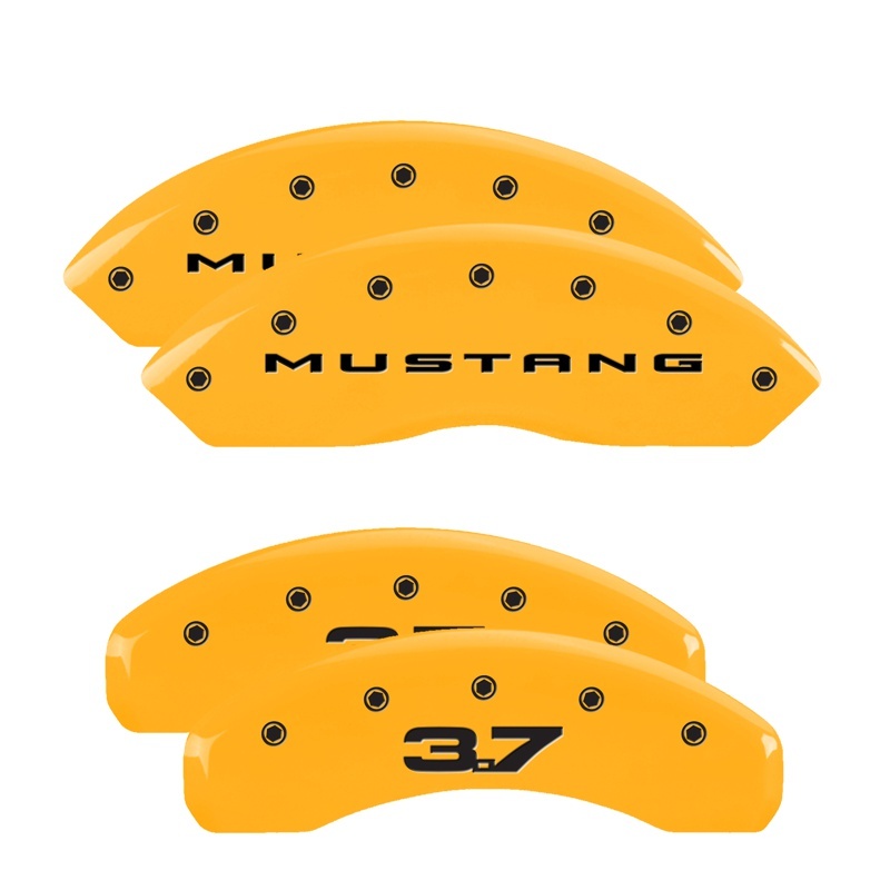 MGP 4 Caliper Covers Engraved Front 2015/Mustang Engraved Rear 2015/37 Red finish silver ch thumbnail 7