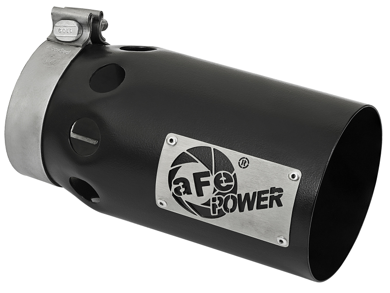 aFe Rebel XD Series Universal Exhaust Tip 4 IN Inlet x 5 IN Outlet x 10 IN L- Black Right Side Exit