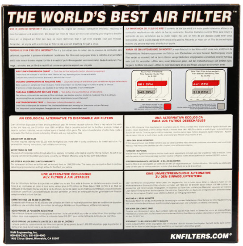 K&N 15-18 Toyota Hiace L4-2.5L DSL Replacement Drop In Air Filter thumbnail 9