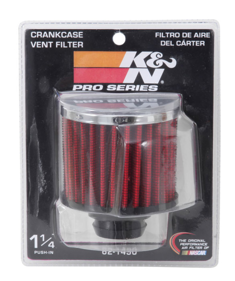 K&N Rubber Base Chrome Top Push-In Crankcase Vent Filter 3in OD x 2-1/2in H. thumbnail 6