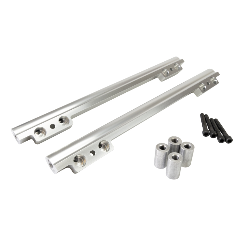 Edelbrock Aluminum Fuel Rails 3210 Rails, Aluminum, Clear Anodized, Victor Jr. EFI, -6 AN Inlet, for use with EDL-28115, V8, AMC, Pair thumbnail 2