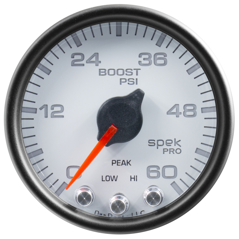 Autometer Spek-Pro Gauge Boost 2 1/16in 60psi Stepper Motor W/Peak & Warn Wht/Blk thumbnail 7