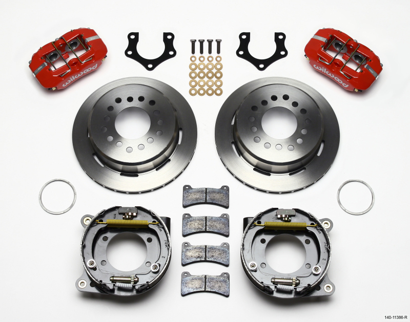 Wilwood Dynapro Low-Profile 11.00in P-Brake Kit - Red Mopar/Dana 2.50in Off w/Snap Ring Bearing