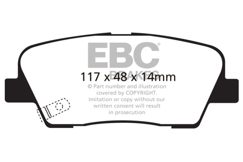 EBC 11+ Hyundai Equus 4.6 Greenstuff Rear Brake Pads thumbnail 4