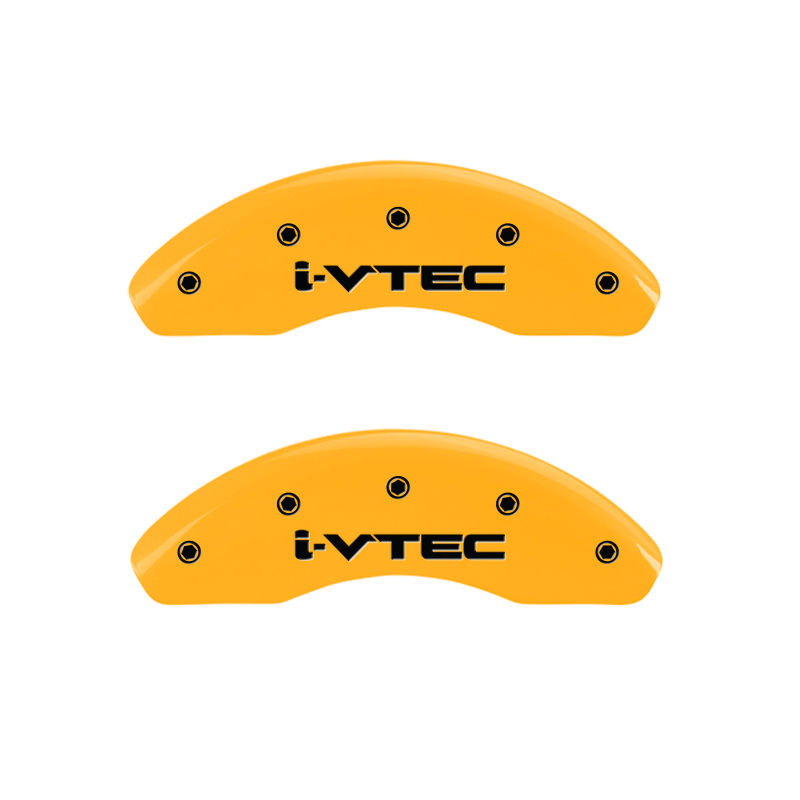MGP Front set 2 Caliper Covers Engraved Front i-Vtec Yellow finish black ch thumbnail 5