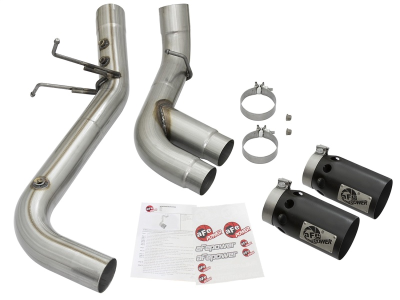 aFe Victory Series 4in 409-SS DPF-Back Exhaust w/ Dual Black Tips 2017 GM Duramax V8-6.6L(td) L5P thumbnail 4