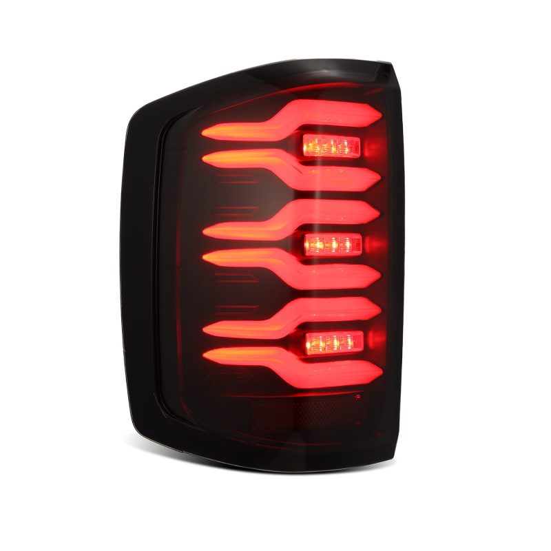 AlphaRex 14-18 Chevrolet Silverado Luxx-Series LED Tail Lights Black w/Activ Light/Seq Signal thumbnail 5