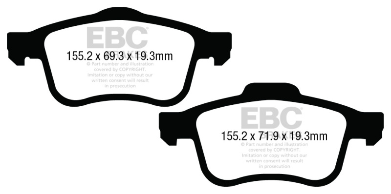 EBC 13+ Fiat 500L 1.4 Turbo Yellowstuff Front Brake Pads thumbnail 6