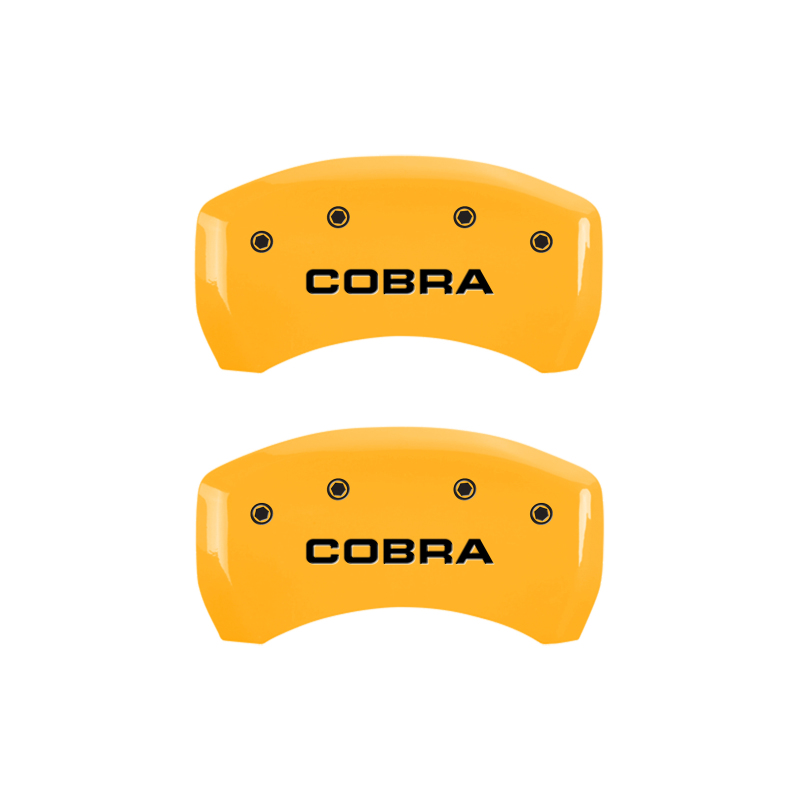MGP 4 Caliper Covers Engraved Front & Rear Cobra Yellow Finish Black Char 2006 Ford Mustang thumbnail 9