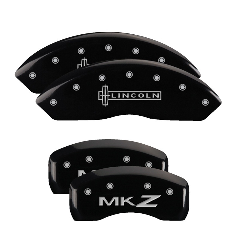 MGP 4 Caliper Covers Engraved Front Lincoln Engraved Rear MKZ Black finish silver ch thumbnail 7