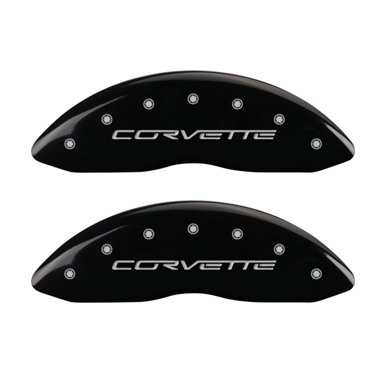 MGP 4 Caliper Covers Engraved Front & Rear C6/Corvette Black finish silver ch thumbnail 3