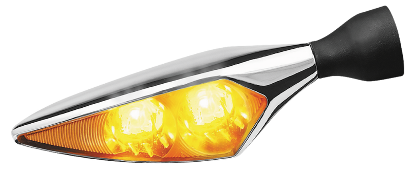 Kuryakyn Kellermann Micro Rhombus Collection Turn Signals 2549 Signal, Rhombus, LED, Clear Lens, Amber Light, Chrome Housing, Each thumbnail 2