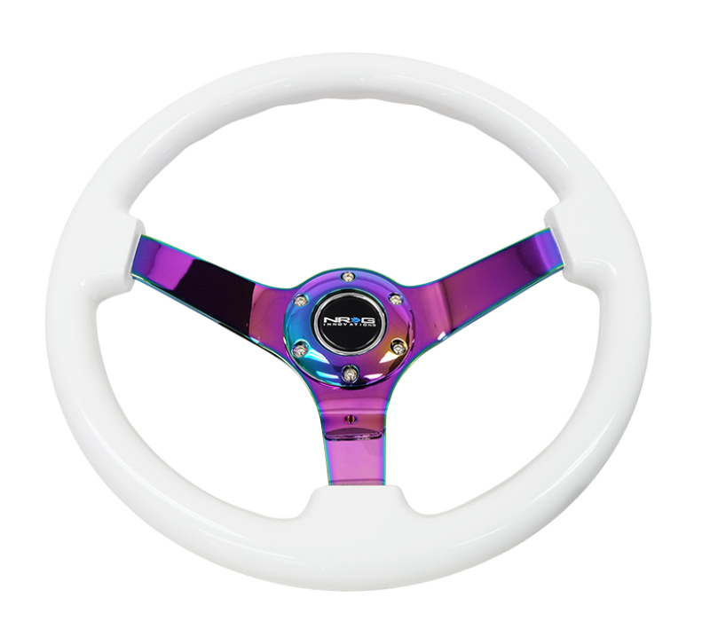 NRG Reinforced Steering Wheel (350mm) Dark Wood Grain - 3in Deep - Black 3-Spoke Center thumbnail 8