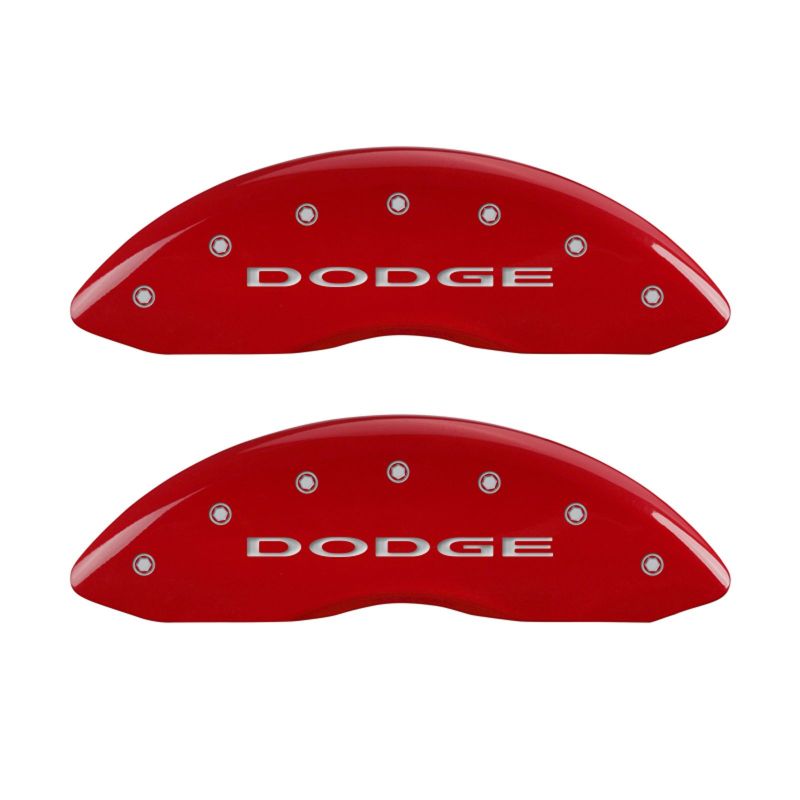 MGP 4 Caliper Covers Engraved Front & Rear With out stripes/Dodge Red finish silver ch thumbnail 6