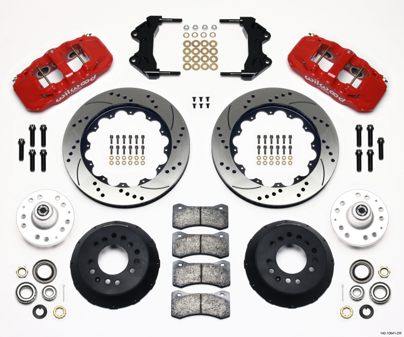 Wilwood AERO6 Front Hub Kit 14.00 Drilled-Red WWE ProSpindle