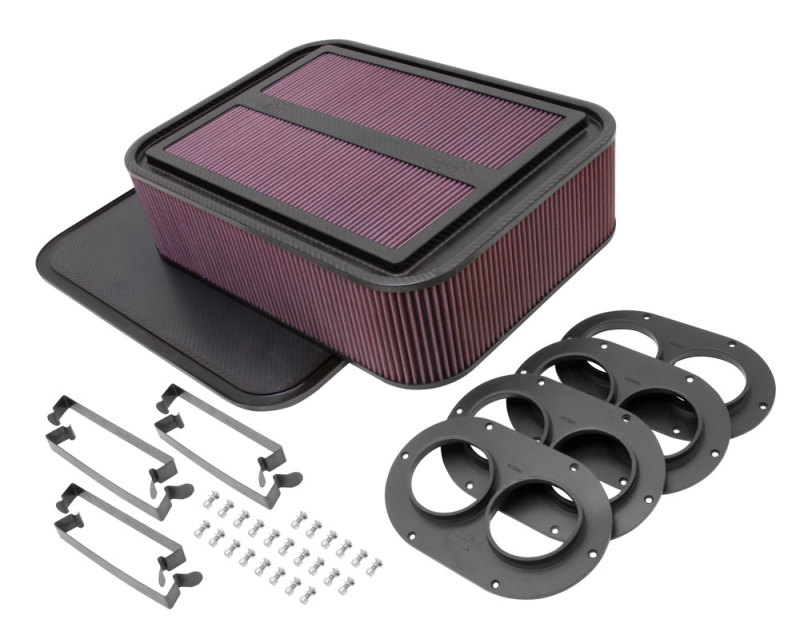 K&N Custom Racing Air Filter - Rectangular Carbon Fiber 4in Air Box w/ 2.75in Air Horn thumbnail 2