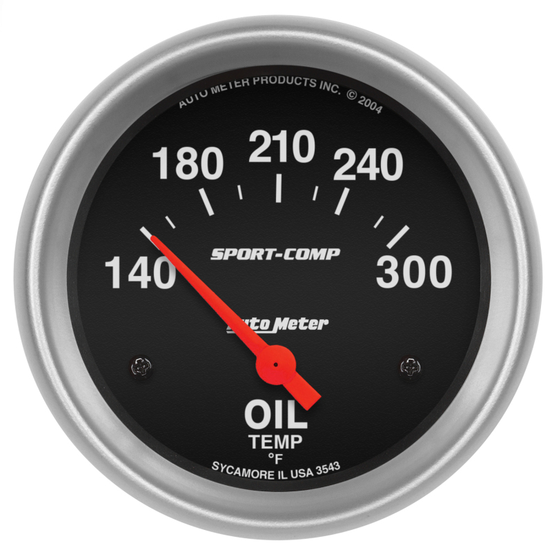 Autometer Sport-Comp 2 5/8in 140-300 Deg F Short Sweep Electronic Oil Temperature Gauge thumbnail 4