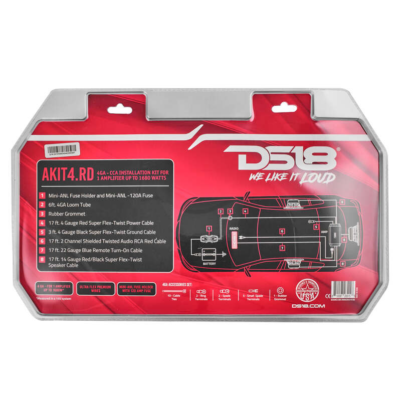 DS18 4-GA Amplifier Install Kit Advance- Red thumbnail 4