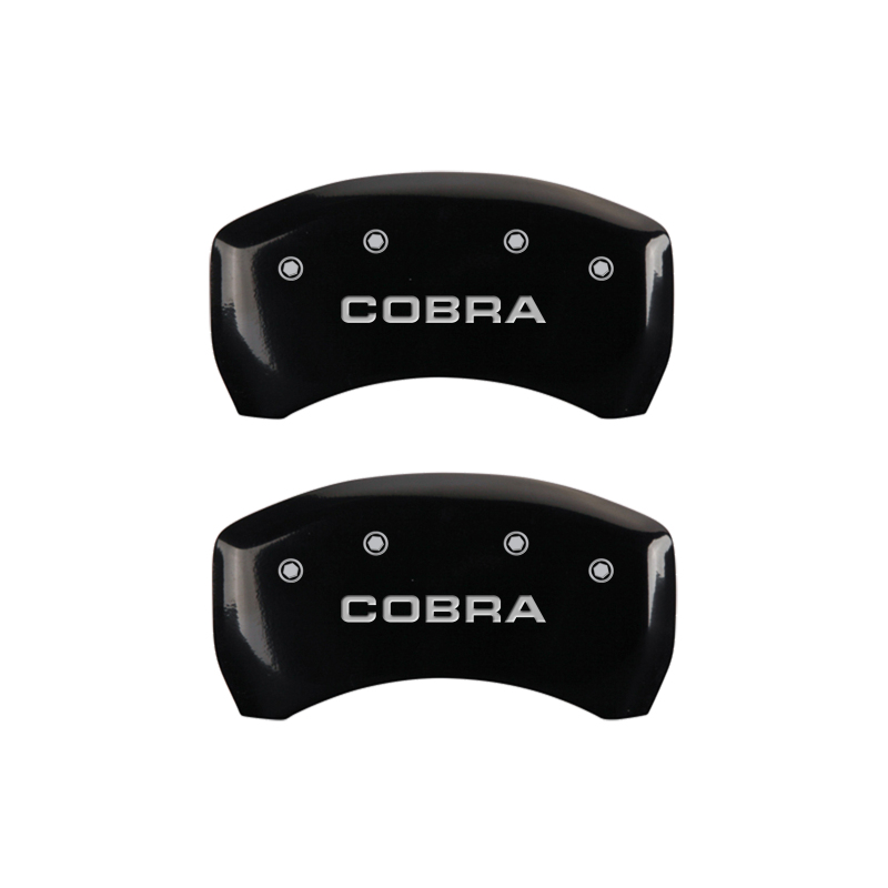 MGP Rear set 2 Caliper Covers Engraved Rear Cobra Black finish silver ch thumbnail 5