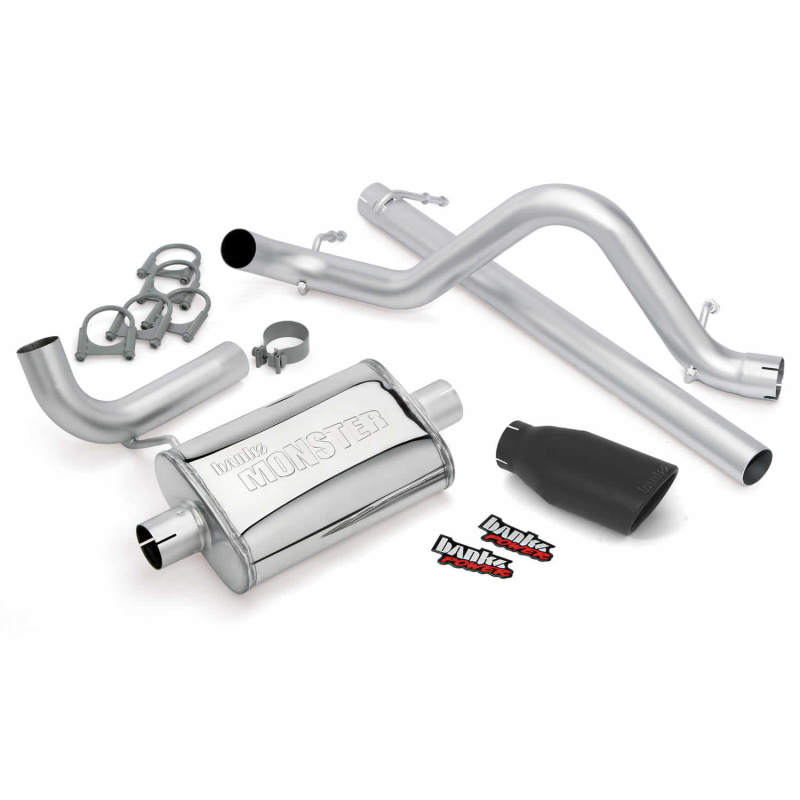 Banks Power 07-11 Jeep 3.8L Wrangler - 2dr Monster Exhaust System - SS Single Exhaust w/ Black Tip thumbnail 3