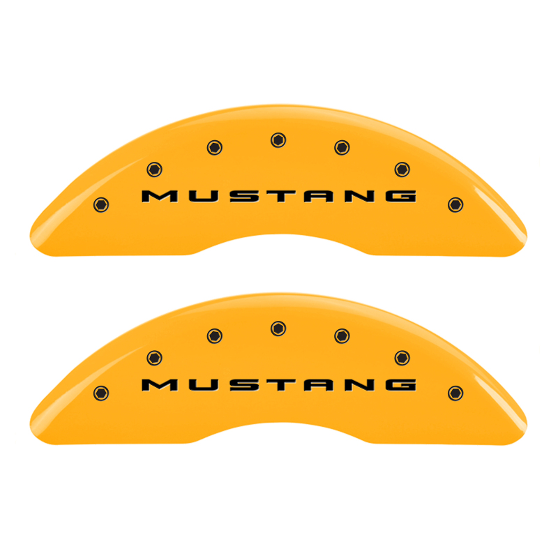 MGP 4 Caliper Covers Engraved Front 2015/Mustang Engraved Rear 2015/37 Yellow finish black ch thumbnail 4