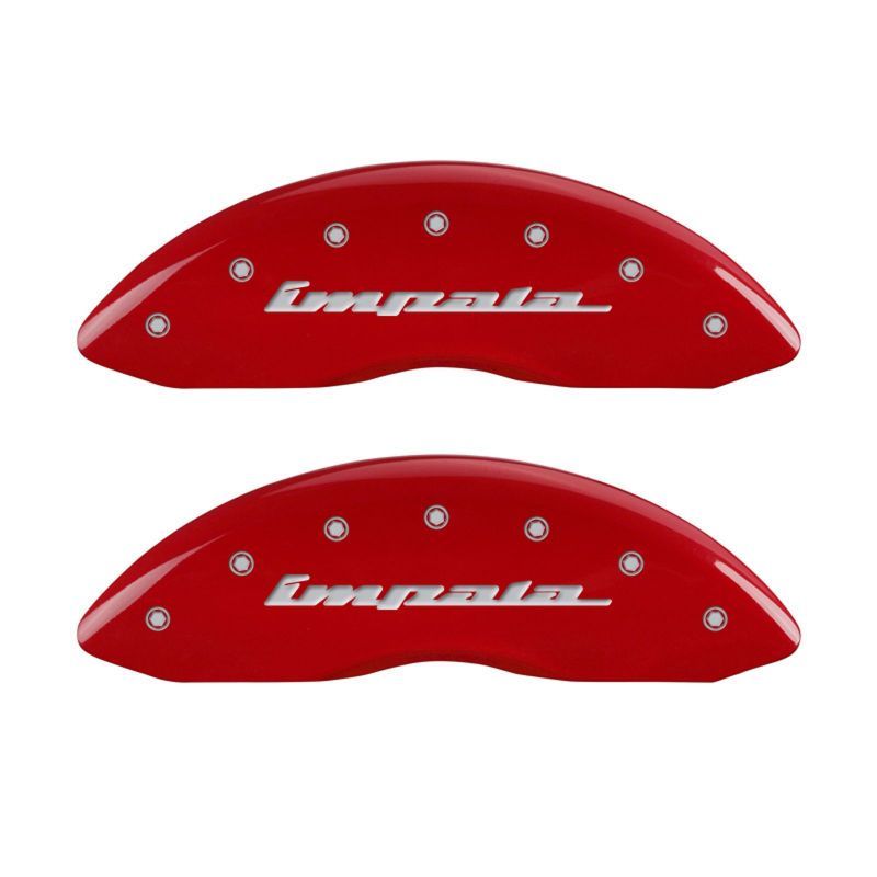 MGP 4 Caliper Covers Engraved Front & Rear Impala Red finish silver ch thumbnail 4