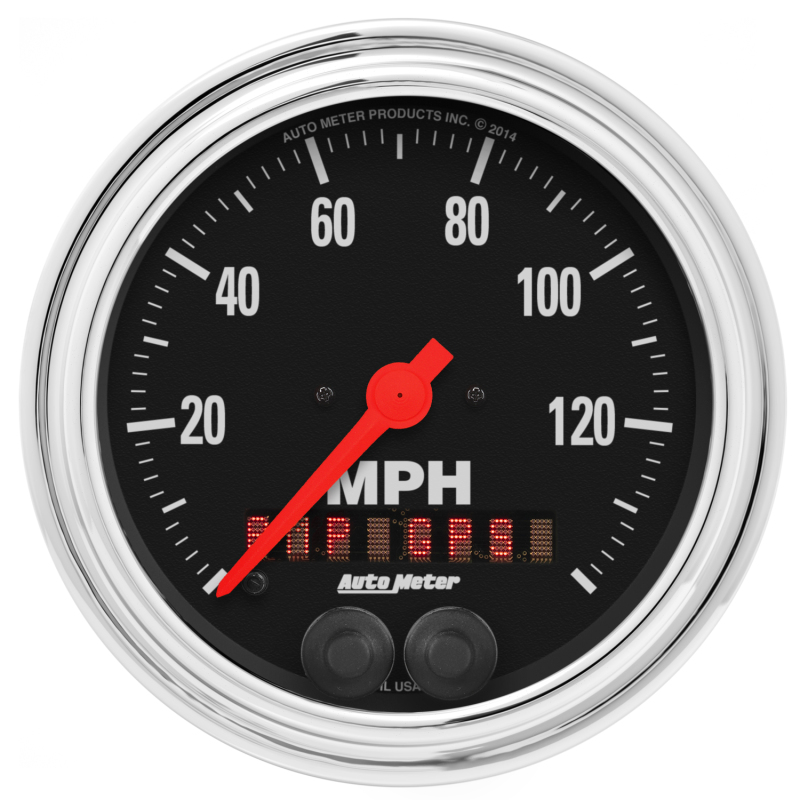 Autometer Traditional Chrome 3-3/8in 140 MPH In-Dash Full Sweep GPS Speedometer thumbnail 2