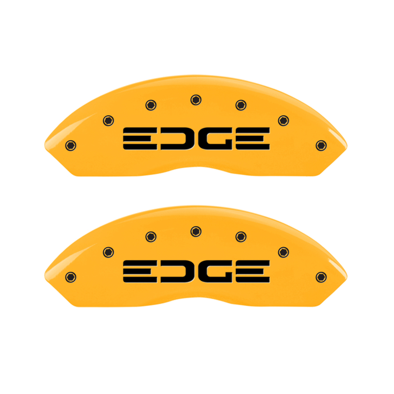 MGP 4 Caliper Covers Engraved Front & Rear Edge Yellow finish black ch thumbnail 5